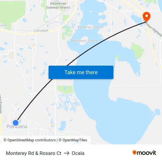 Monterey Rd & Rosaro Ct to Ocala map