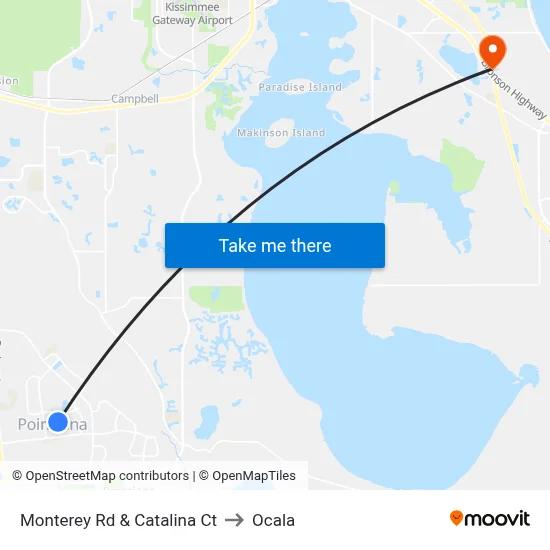 Monterey Rd & Catalina Ct to Ocala map