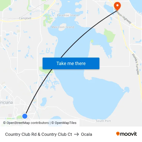 Country Club Rd & Country Club Ct to Ocala map