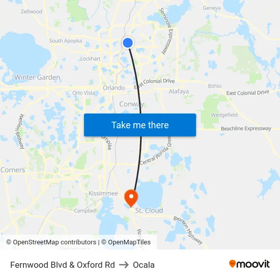 Fernwood Blvd & Oxford Rd to Ocala map
