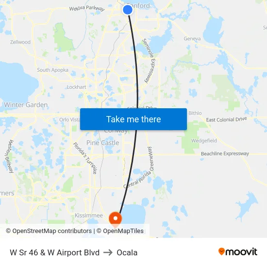 W Sr 46 And W Airport Blvd to Ocala map