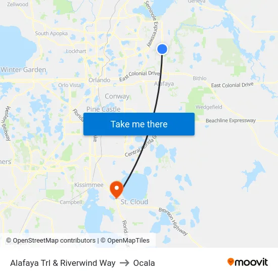 Alafaya Trl & Riverwind Way to Ocala map