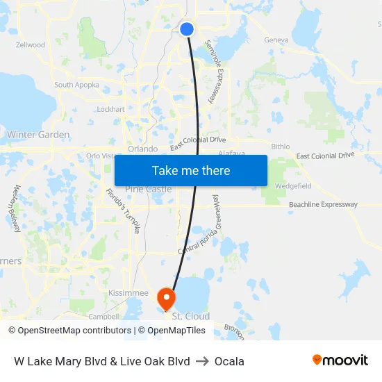 W Lake Mary Blvd & Live Oak Blvd to Ocala map