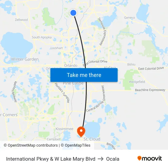 International Pkwy & W Lake Mary Blvd to Ocala map