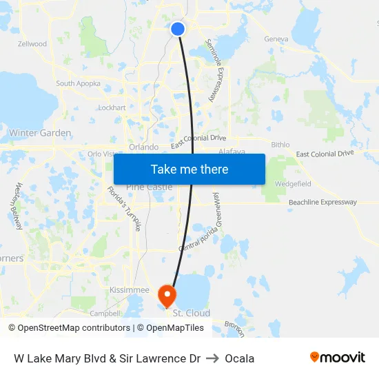 W Lake Mary Blvd & Sir Lawrence Dr to Ocala map