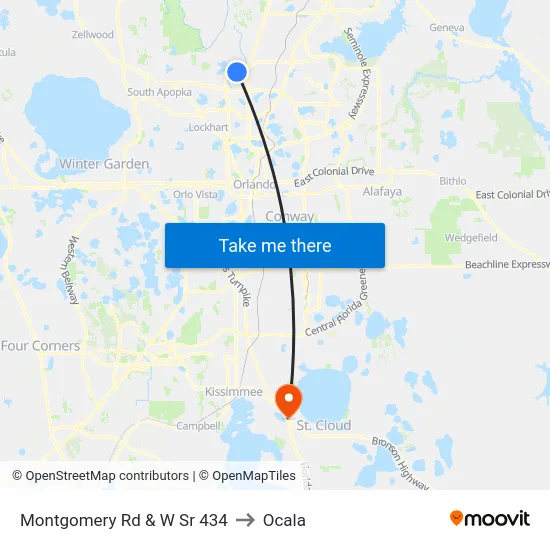 Montgomery Rd & W Sr 434 to Ocala map