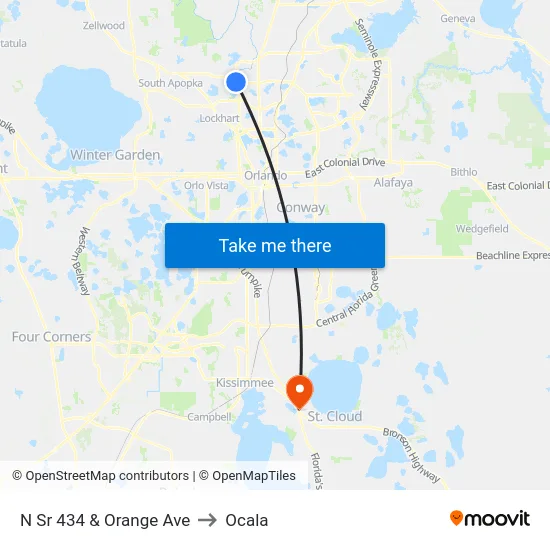 N Sr 434 & Orange Ave to Ocala map