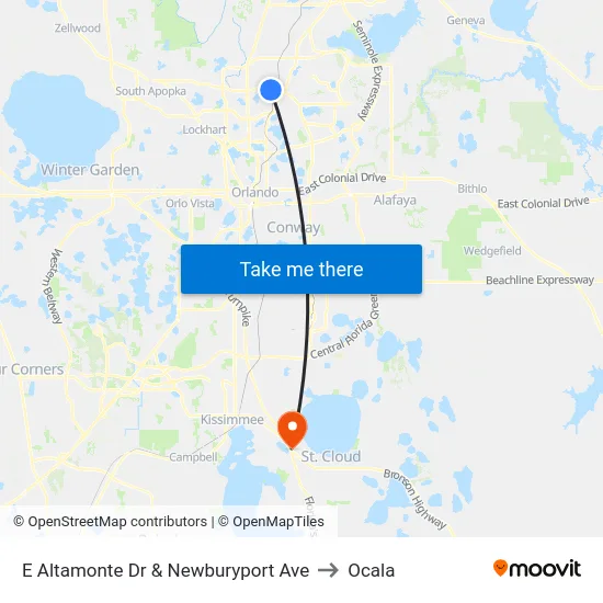 E Altamonte Dr & Newburyport Ave to Ocala map