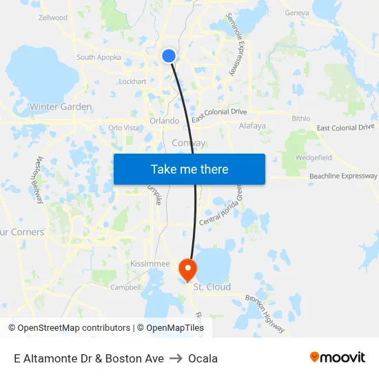 E Altamonte Dr & Boston Ave to Ocala map