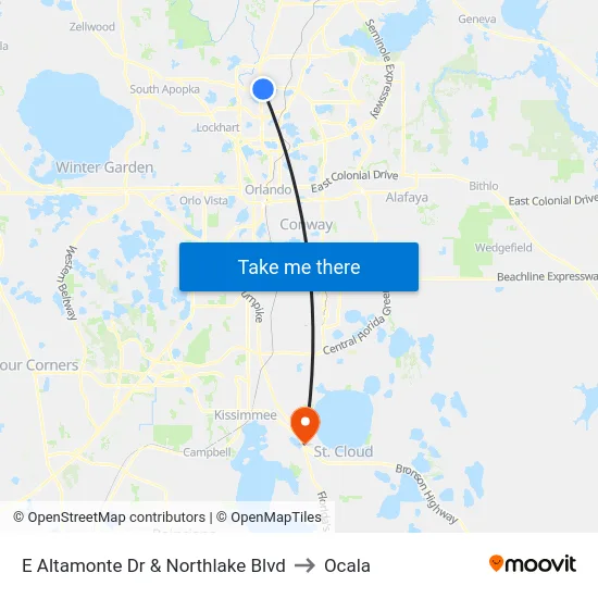 E Altamonte Dr & Northlake Blvd to Ocala map