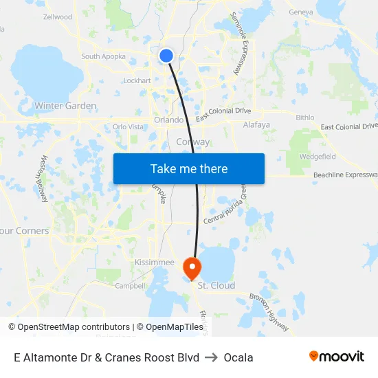 E Altamonte Dr & Cranes Roost Blvd to Ocala map