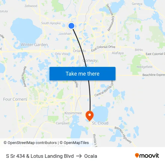 S Sr 434 & Lotus Landing Blvd to Ocala map