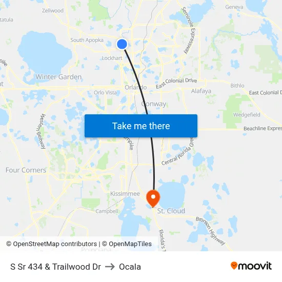 S Sr 434 & Trailwood Dr to Ocala map