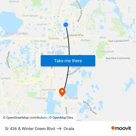 Sr 436 & Winter Green Blvd to Ocala map