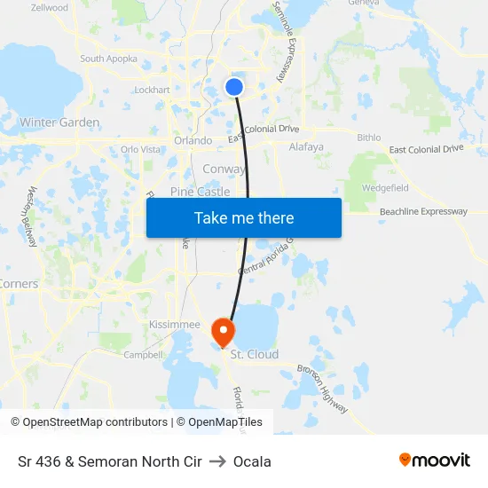 Sr 436 & Semoran North Cir to Ocala map