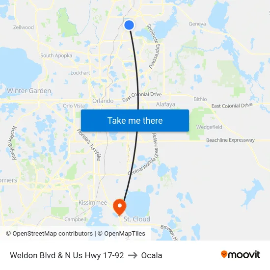 Weldon Blvd & N Us Hwy 17-92 to Ocala map