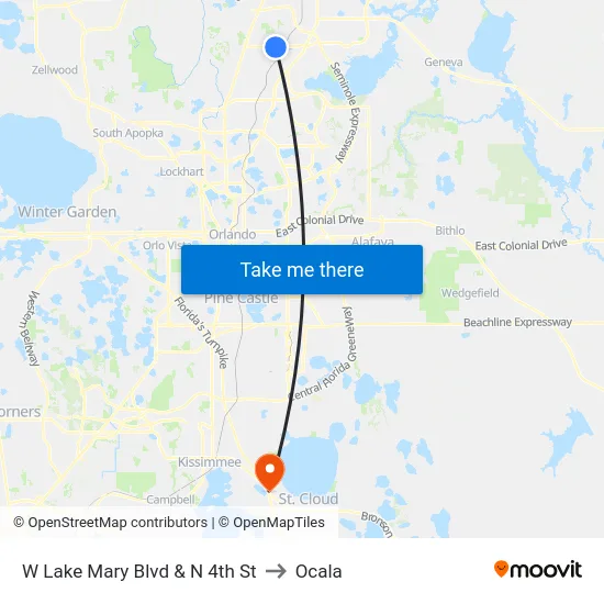 W Lake Mary Blvd & N 4th St to Ocala map