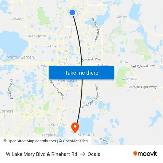 W Lake Mary Blvd & Rinehart Rd to Ocala map