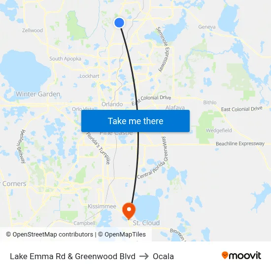 Lake Emma Rd & Greenwood Blvd to Ocala map