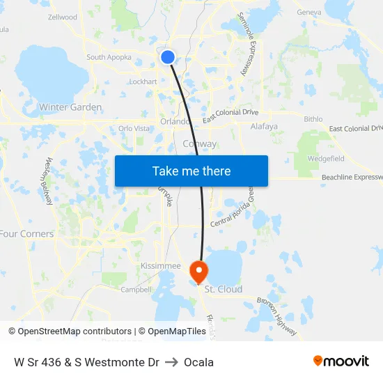 W Sr 436 & S Westmonte Dr to Ocala map