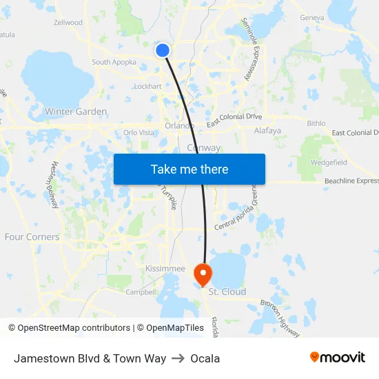 Jamestown Blvd & Town Way to Ocala map