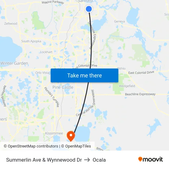 Summerlin Ave & Wynnewood Dr to Ocala map
