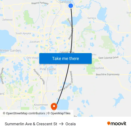 Summerlin Ave And Crescent St to Ocala map