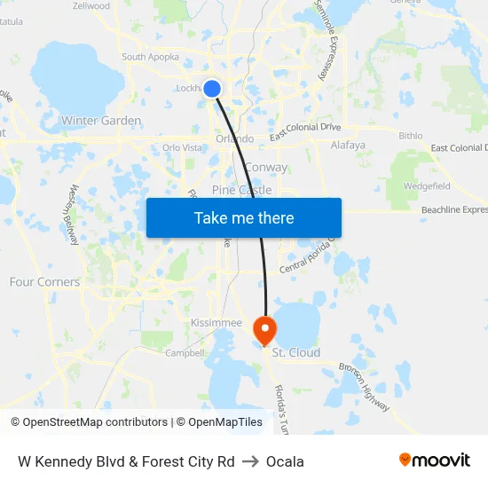 W Kennedy Blvd & Forest City Rd to Ocala map