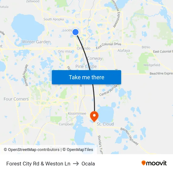Forest City Rd & Weston Ln to Ocala map