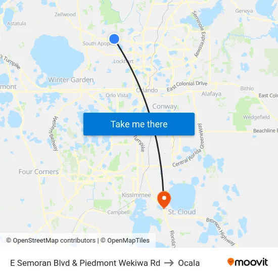 E Semoran Blvd & Piedmont Wekiwa Rd to Ocala map