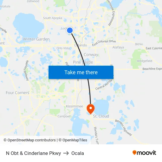 N Orange Blossom Trl & Cinderlane Pkwy to Ocala map