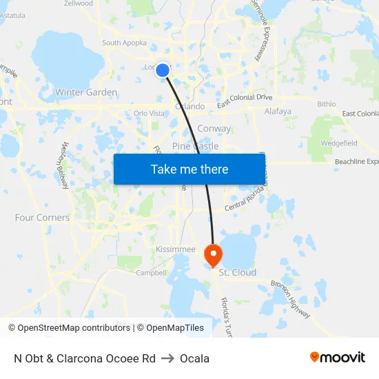 N Orange Blossom Trl & Clarcona Ocoee Rd to Ocala map