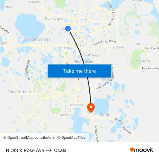 N Orange Blossom Trl & Rose Ave to Ocala map