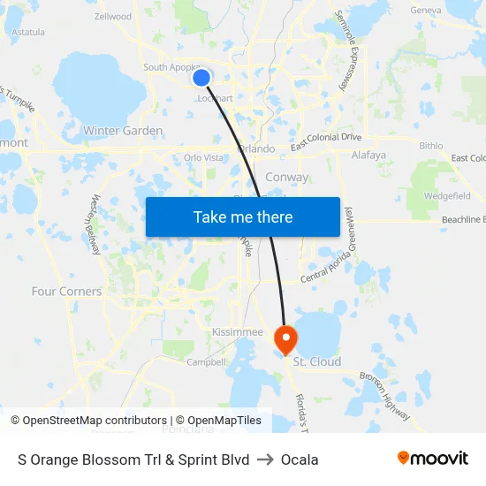 S Orange Blossom Trl & Sprint Blvd to Ocala map