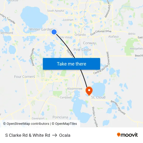 S Clarke Rd & White Rd to Ocala map