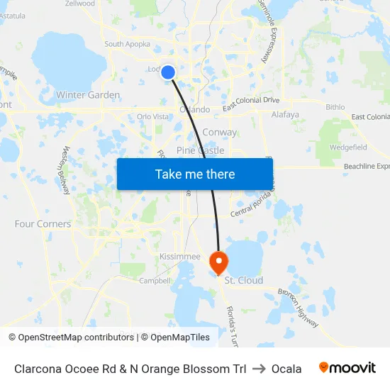Clarcona Ocoee Rd & N Orange Blossom Trl to Ocala map