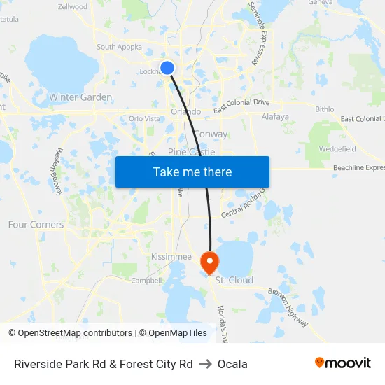 Riverside Park Rd & Forest City Rd to Ocala map