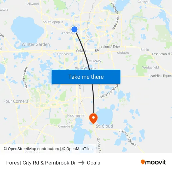 Forest City Rd & Pembrook Dr to Ocala map