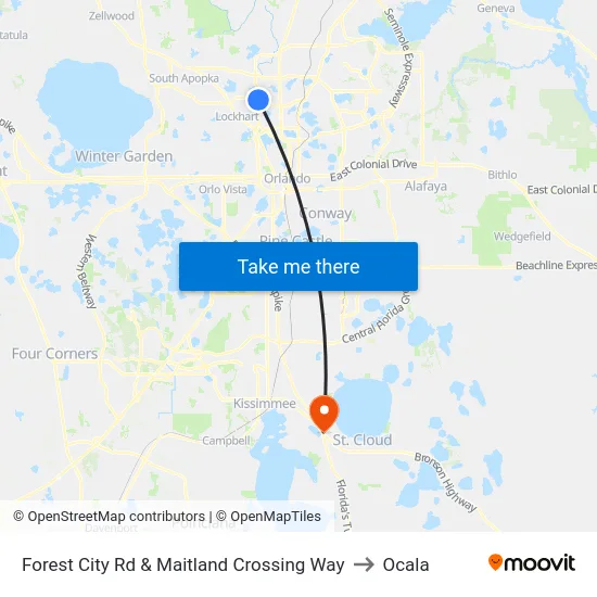 Forest City Rd & Maitland Crossing Way to Ocala map