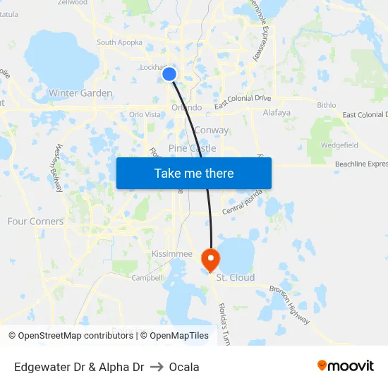 Edgewater Dr & Alpha Dr to Ocala map