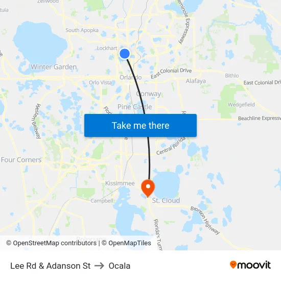 Lee Rd & Adanson St to Ocala map