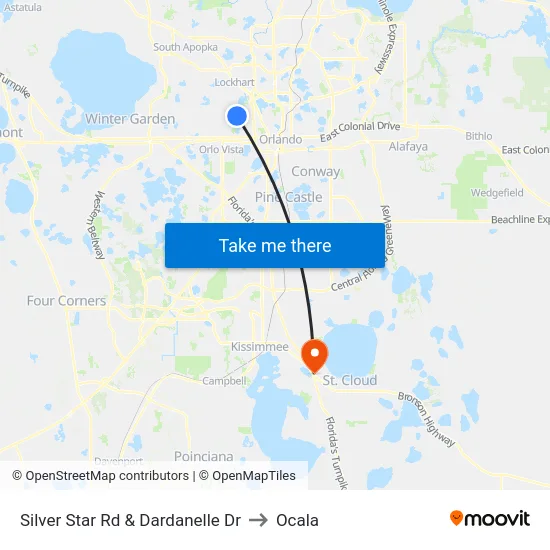 Silver Star Rd & Dardanelle Dr to Ocala map