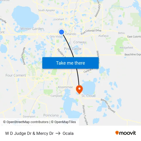 W D Judge Dr & Mercy Dr to Ocala map
