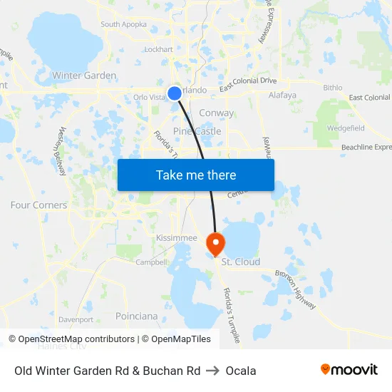 Old Winter Garden Rd & Buchan Rd to Ocala map