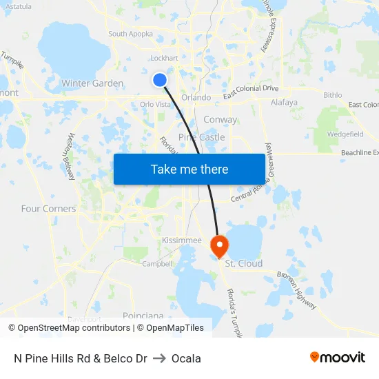 N Pine Hills Rd & Belco Dr to Ocala map