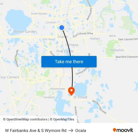 W Fairbanks Ave & S Wymore Rd to Ocala map