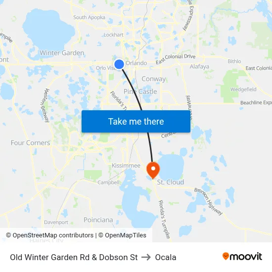 Old Winter Garden Rd & Dobson St to Ocala map