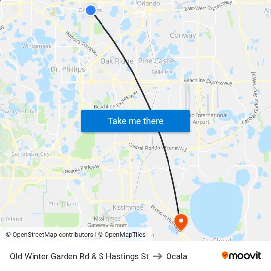 Old Winter Garden Rd & S Hastings St to Ocala map