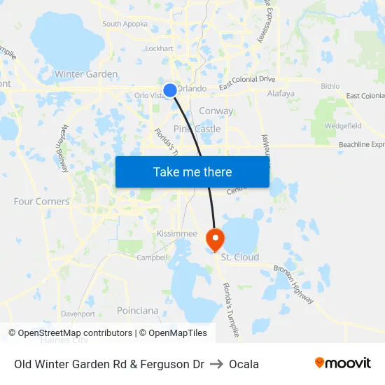 Old Winter Garden Rd & Ferguson Dr to Ocala map