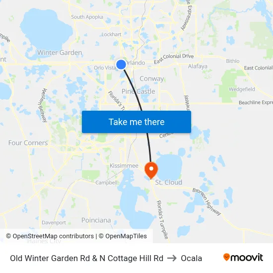Old Winter Garden Rd & N Cottage Hill Rd to Ocala map